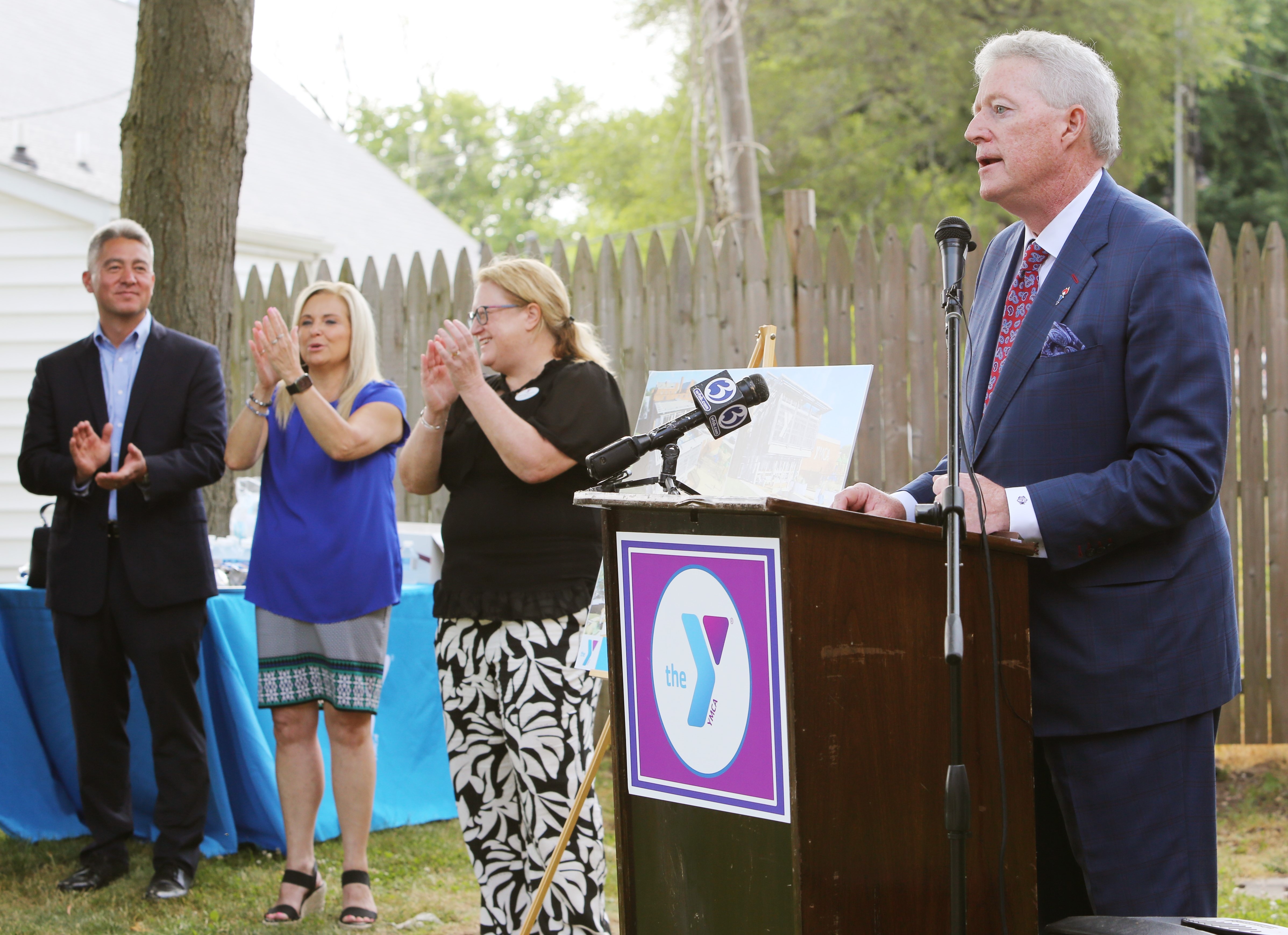 Liberty Bank CEO speaking at podium